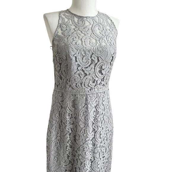 J Crew Pamela lace Maxi Dress Sleeveless Leavers Gray Formal Size 8 - Picture 6 of 14